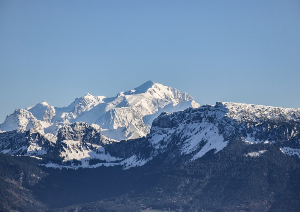 a mountain range with snow covered mountains in the background