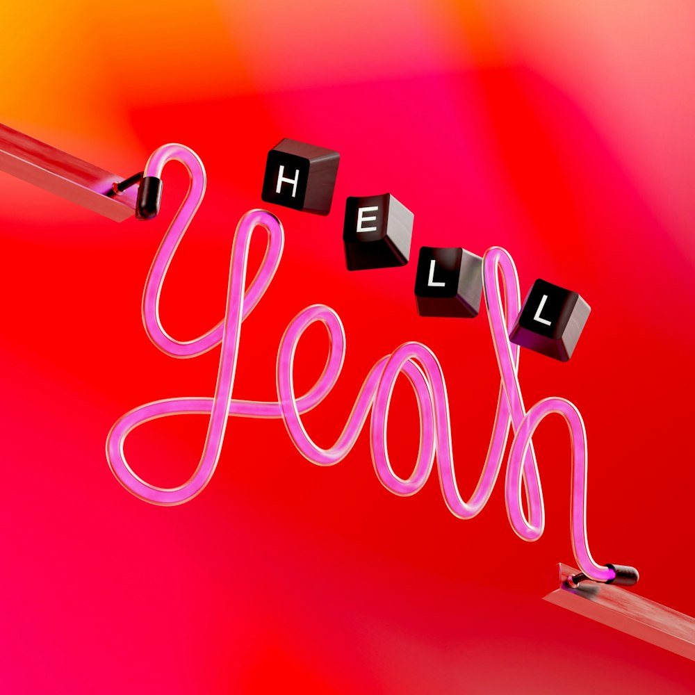 Das Wort Leap buchstabiert mit Würfeln auf rotem und rosafarbenem Hintergrund