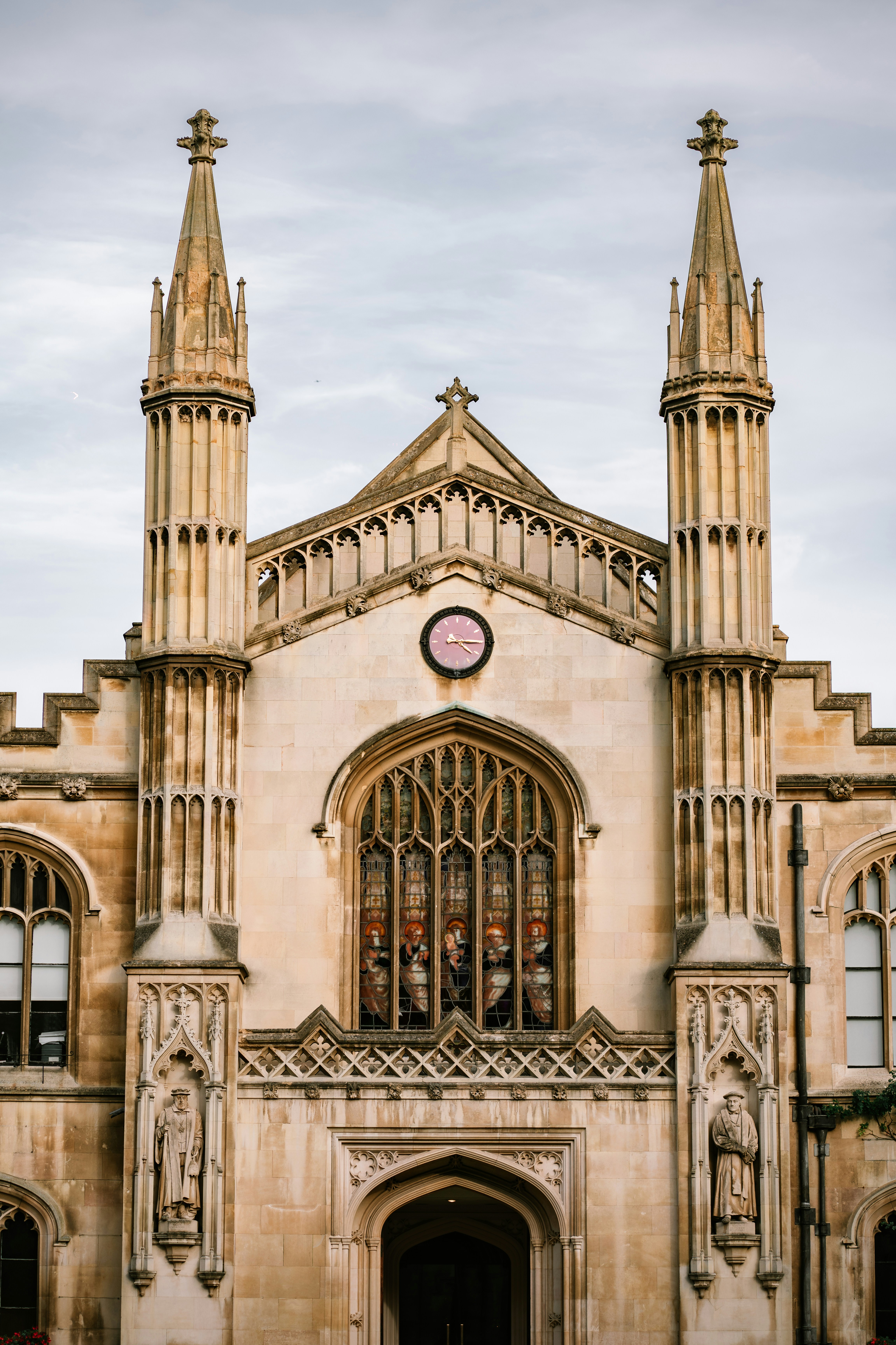 a large building with a clock on the front of it