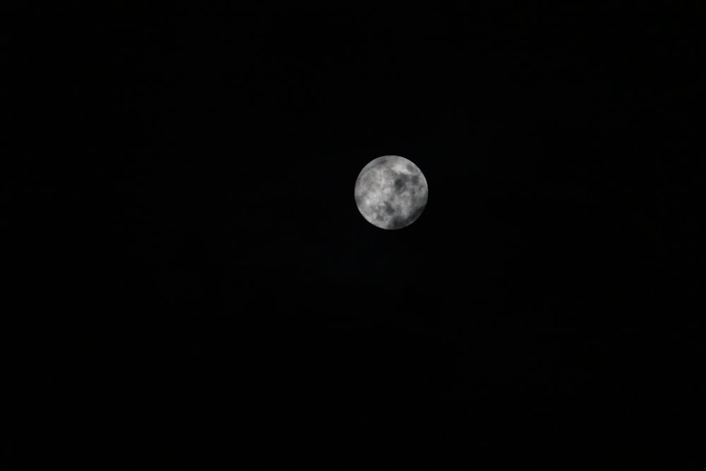 a full moon is seen in the dark sky