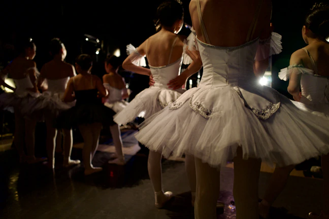 a group of ballerinas standing in a line