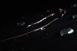 Close-up of a delicate gold necklace sparkling under soft lighting, evoking luxury and intimacy.