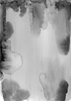 An abstract grayscale watercolor painting with varying shades of black and gray. The image features diffused shapes and soft edges, creating a cloud-like appearance with a vertical orientation.