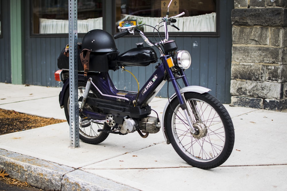 a motorcycle parked on the side of the road