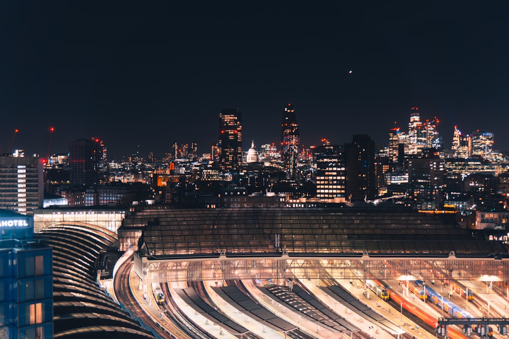 a view of a city at night from a high rise