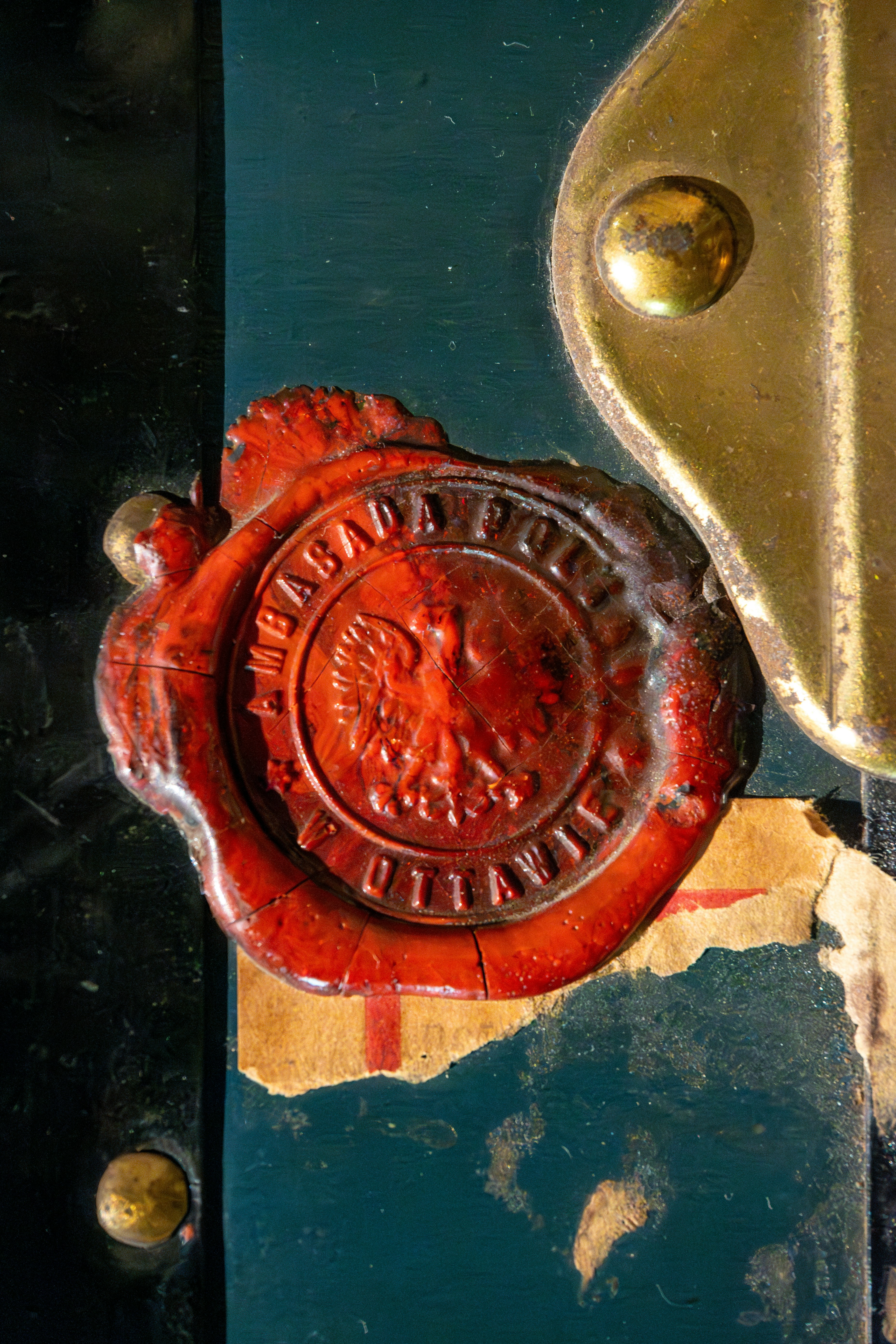 a waxed seal on a door handle