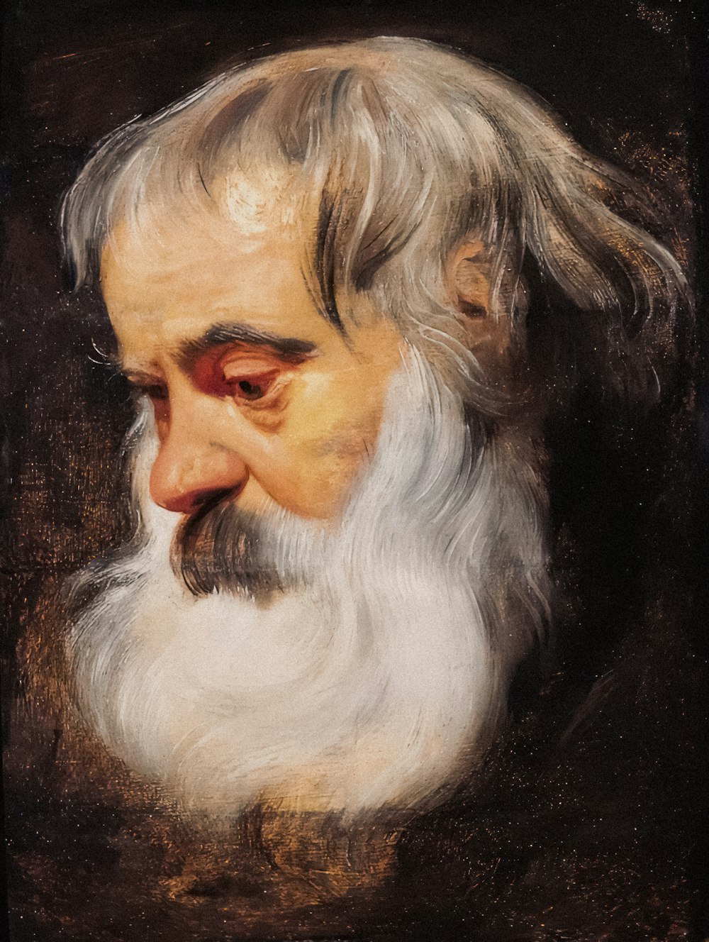 a painting of a man with a long white beard