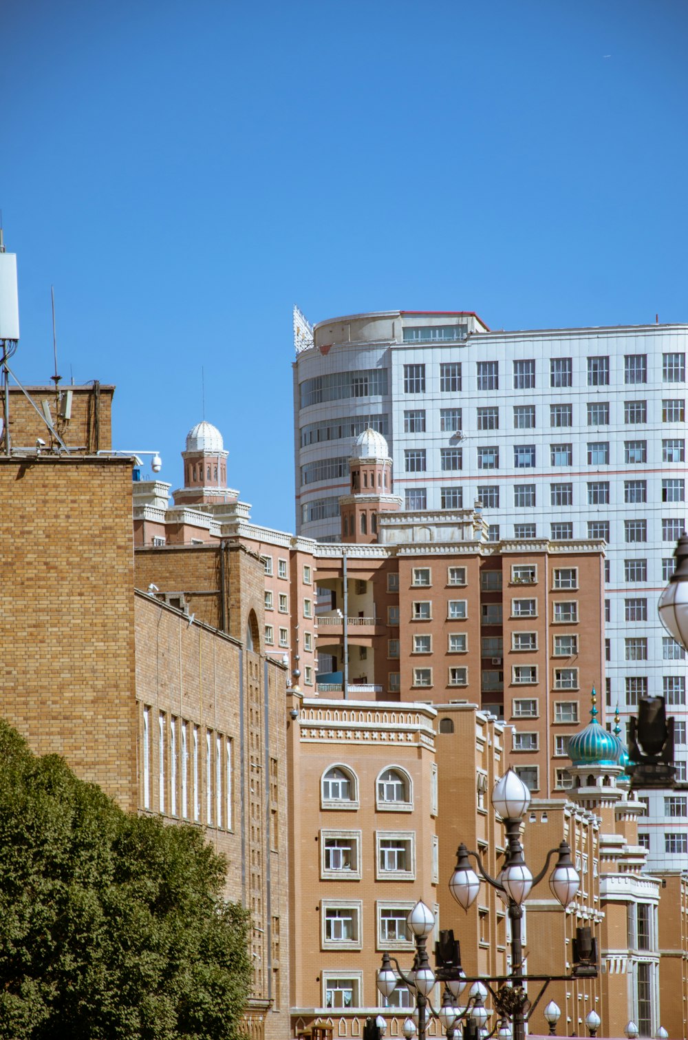 a view of a city with tall buildings