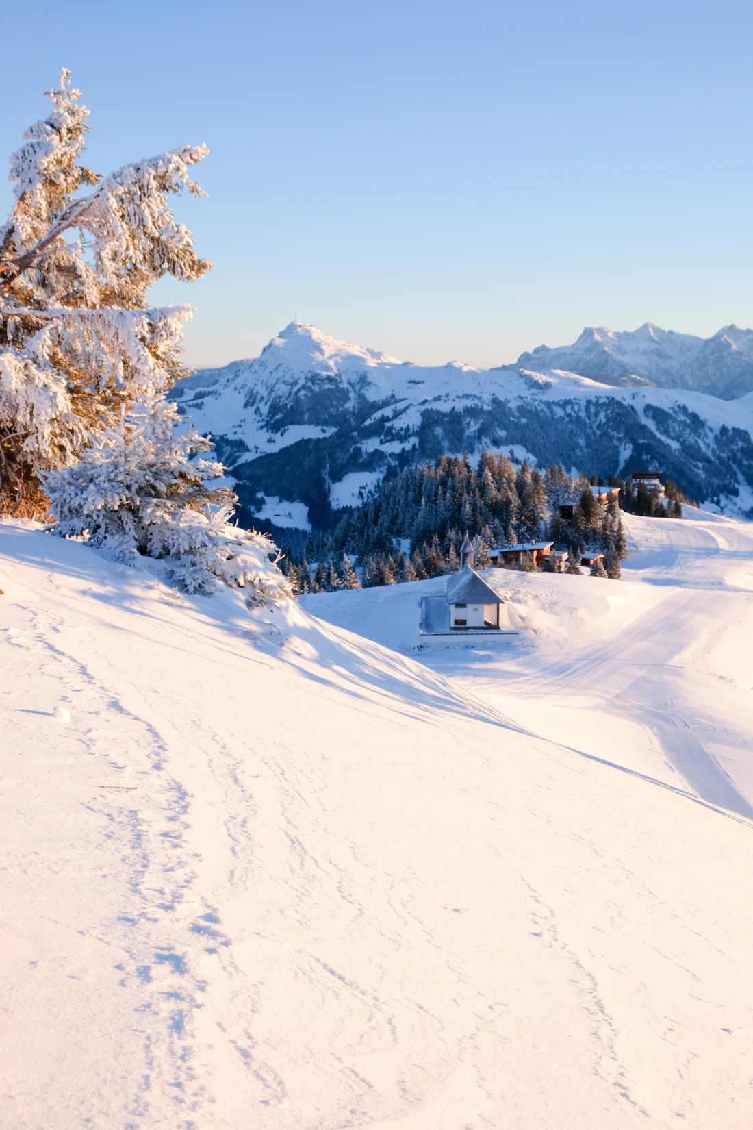 Skiër op een besneeuwde helling in Tirol