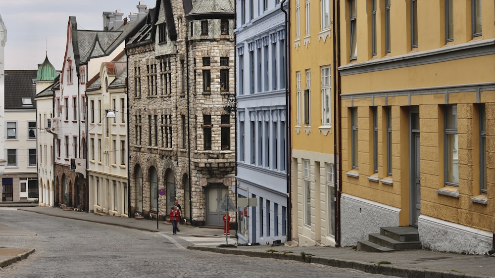 a row of old buildings on a city street