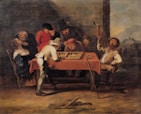 A joyful family gathered around a table playing a trading card game, smiling and engaged.