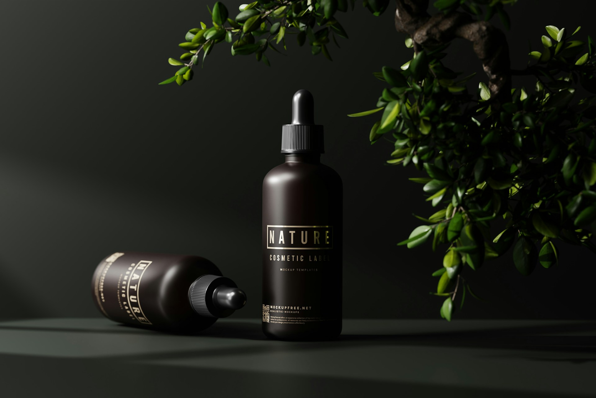 a bottle of hair oil next to a potted plant