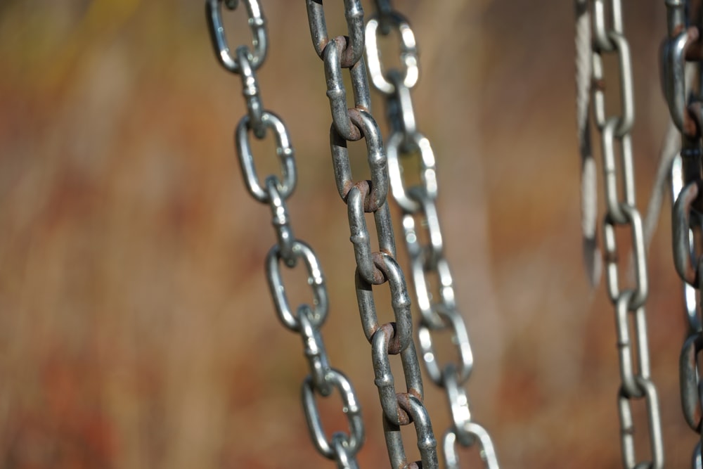 a close up of a chain link fence