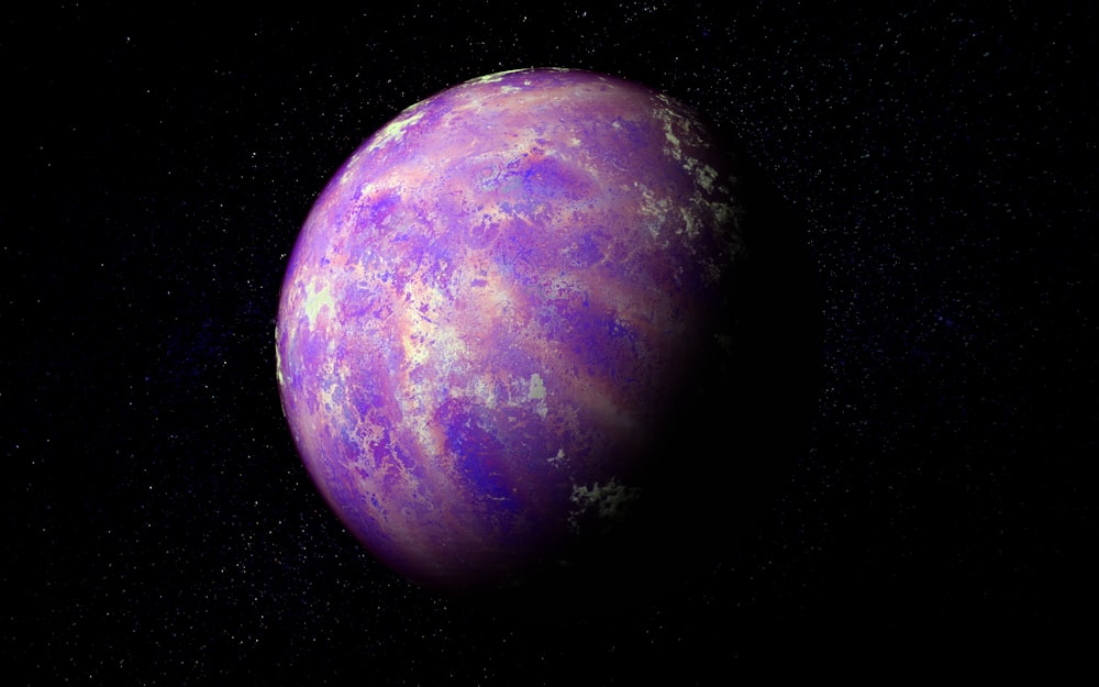 une planète violette avec des étoiles en arrière-plan