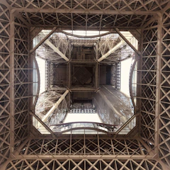 A detailed view of a building's structural framework.