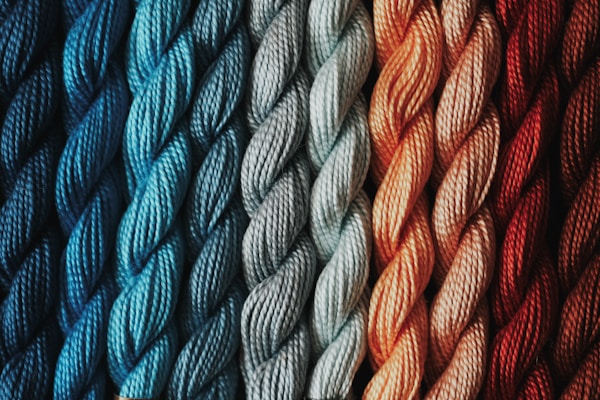 Close-up of a bundle of yarn in warm tones