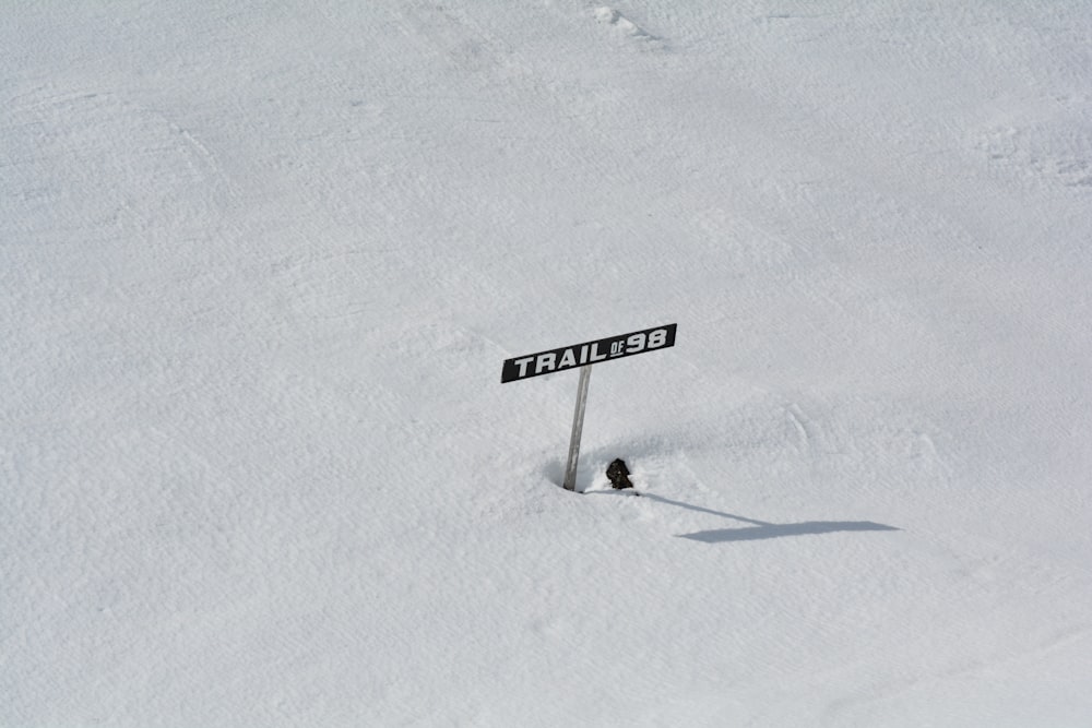 a street sign in the middle of a snowy field