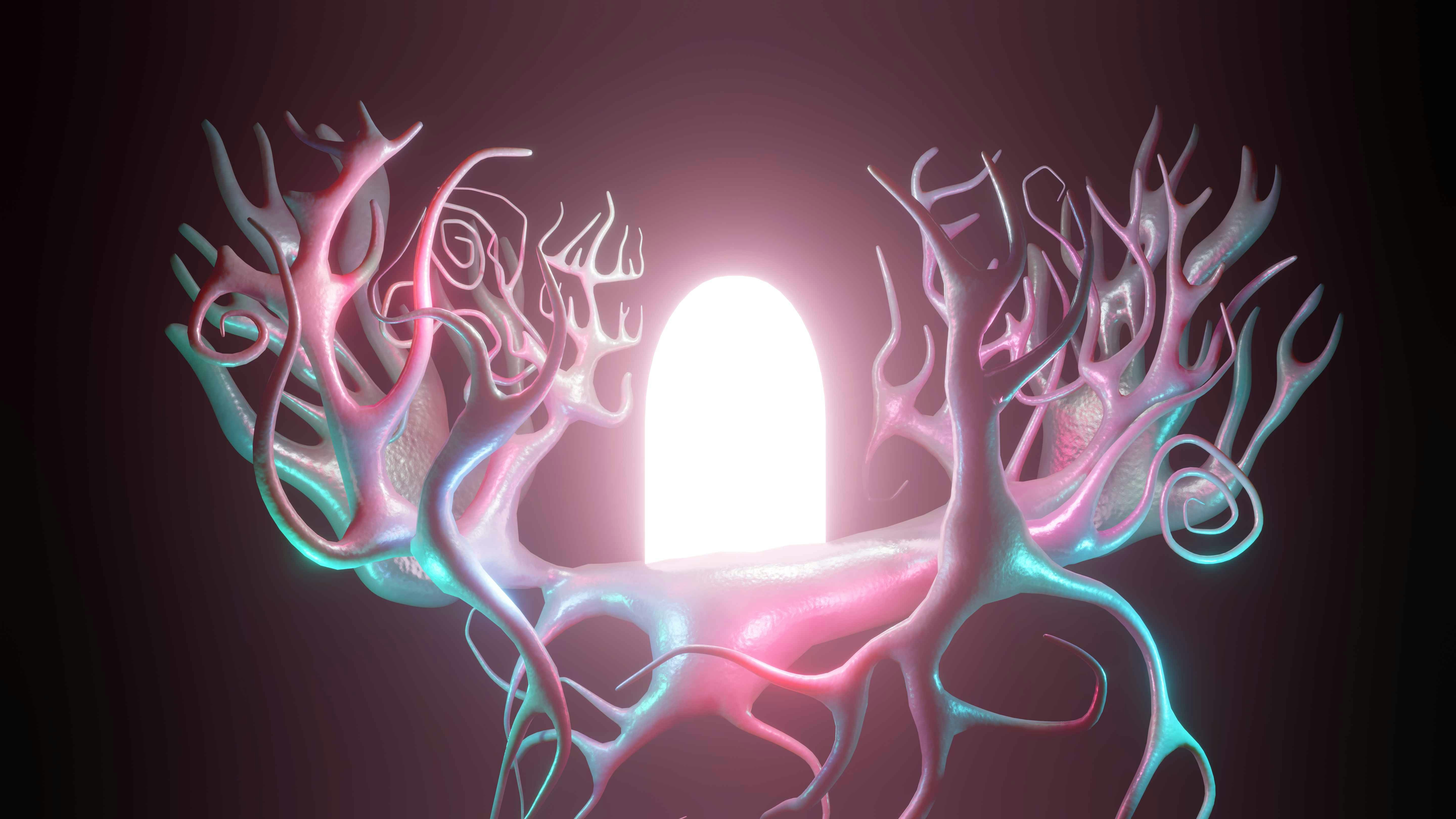 a computer generated image of a light coming out of a window