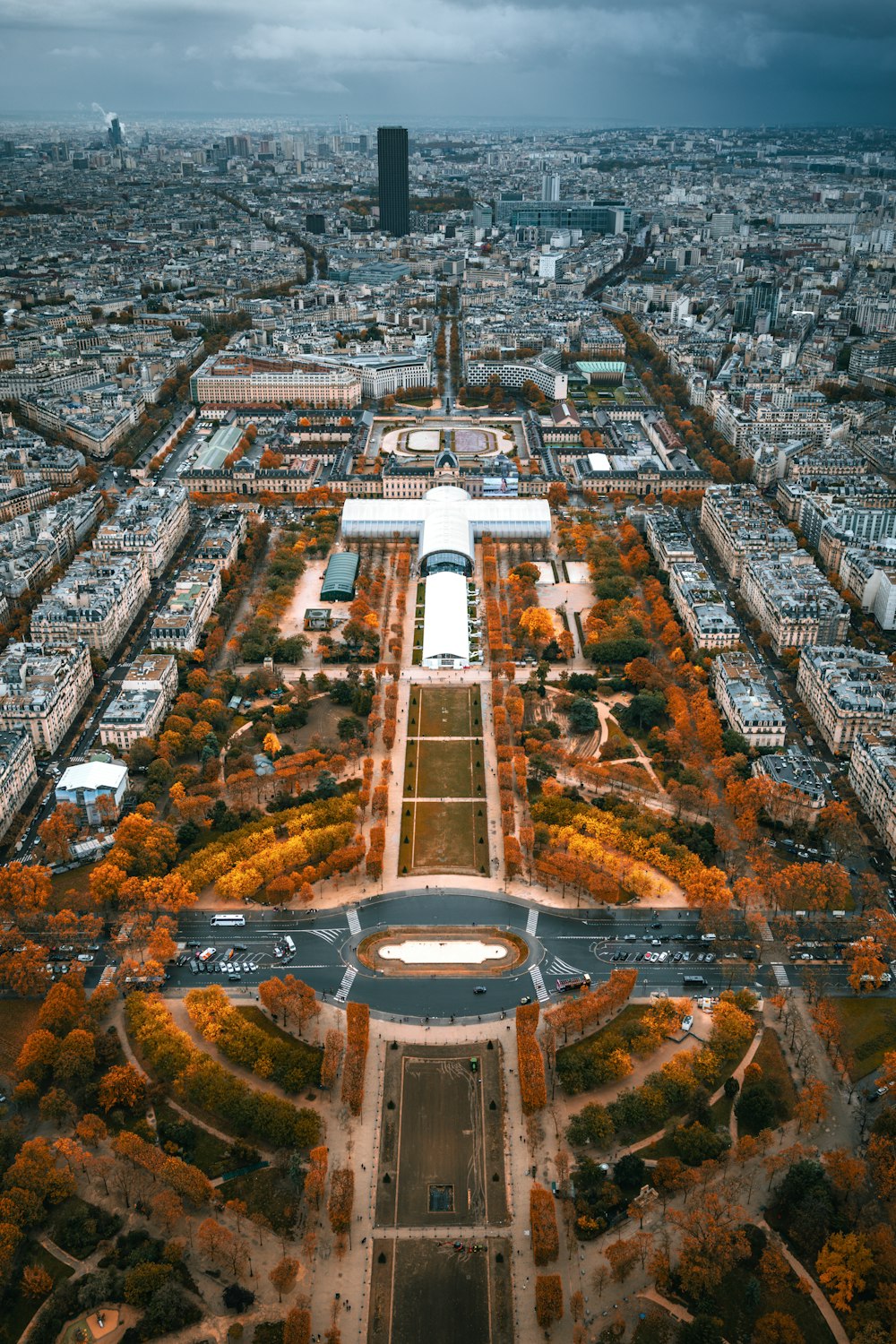 an aerial view of the eiffel tower in paris