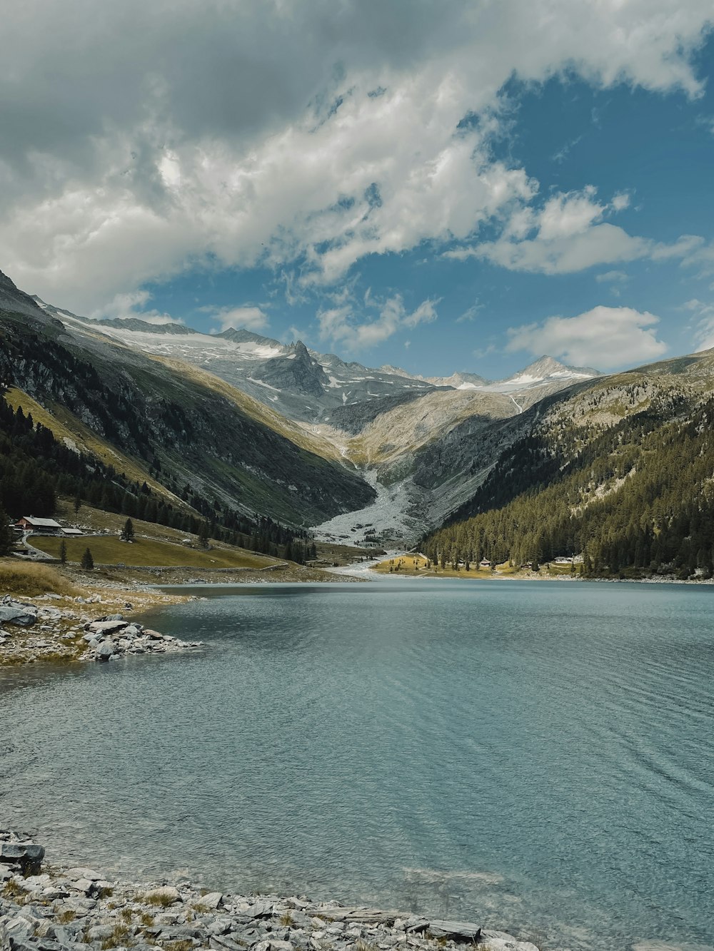 a large body of water surrounded by mountains