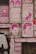 A series of colorful posters and murals are displayed on a brick wall. The art is primarily in pink tones, featuring various musicians and slogans like 'Move On Up,' 'Music Sounds Better With You,' and 'Another Dimension.' There are also images of cassette tapes and stylized portraits of famous musicians.