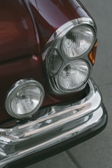 a close up of the headlights of a car