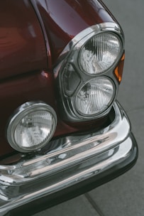 a close up of the headlights of a car