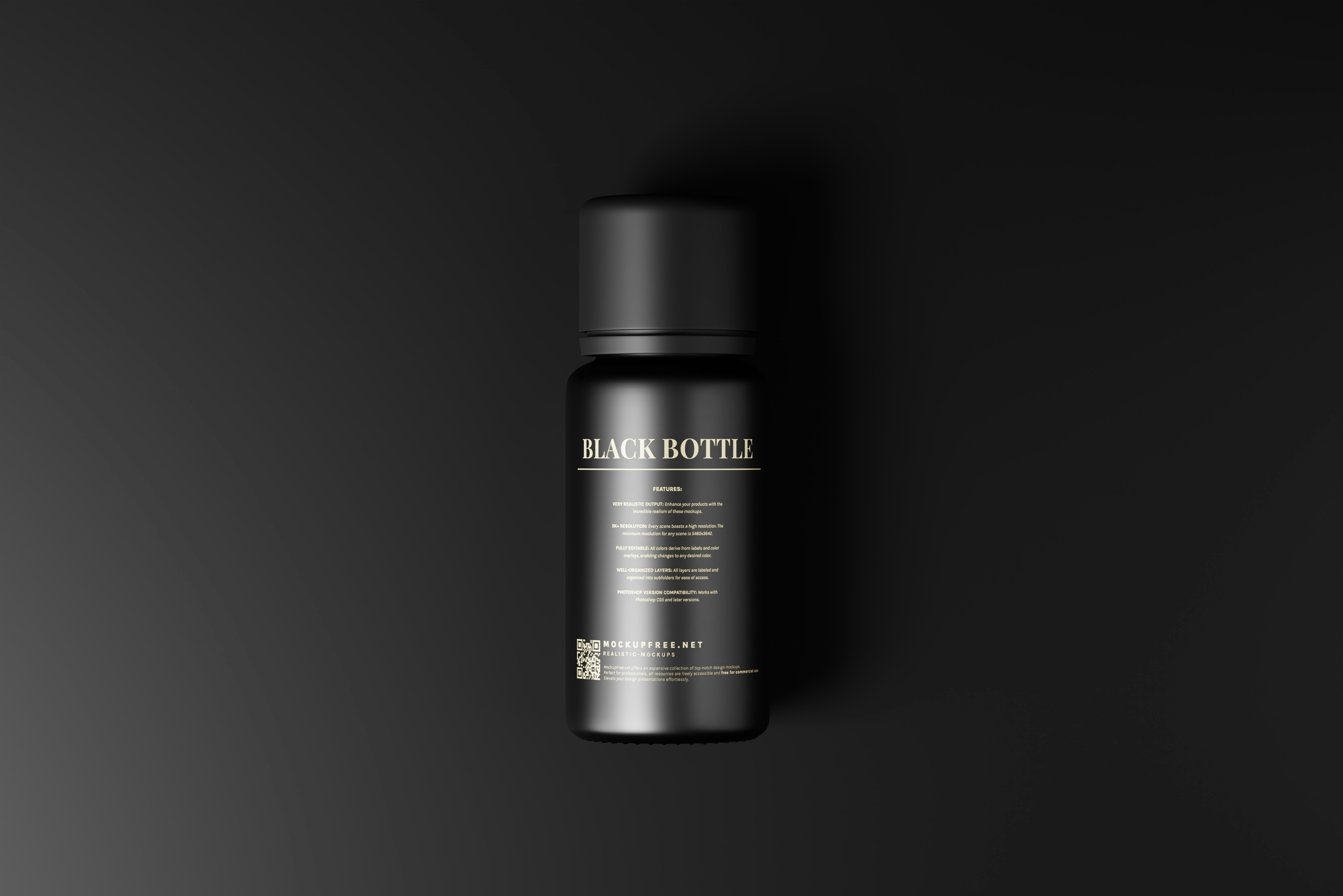 a bottle of black bottle on a black background