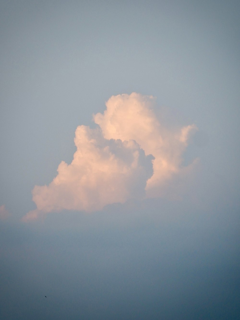 a plane flying in the sky with a cloud in the background