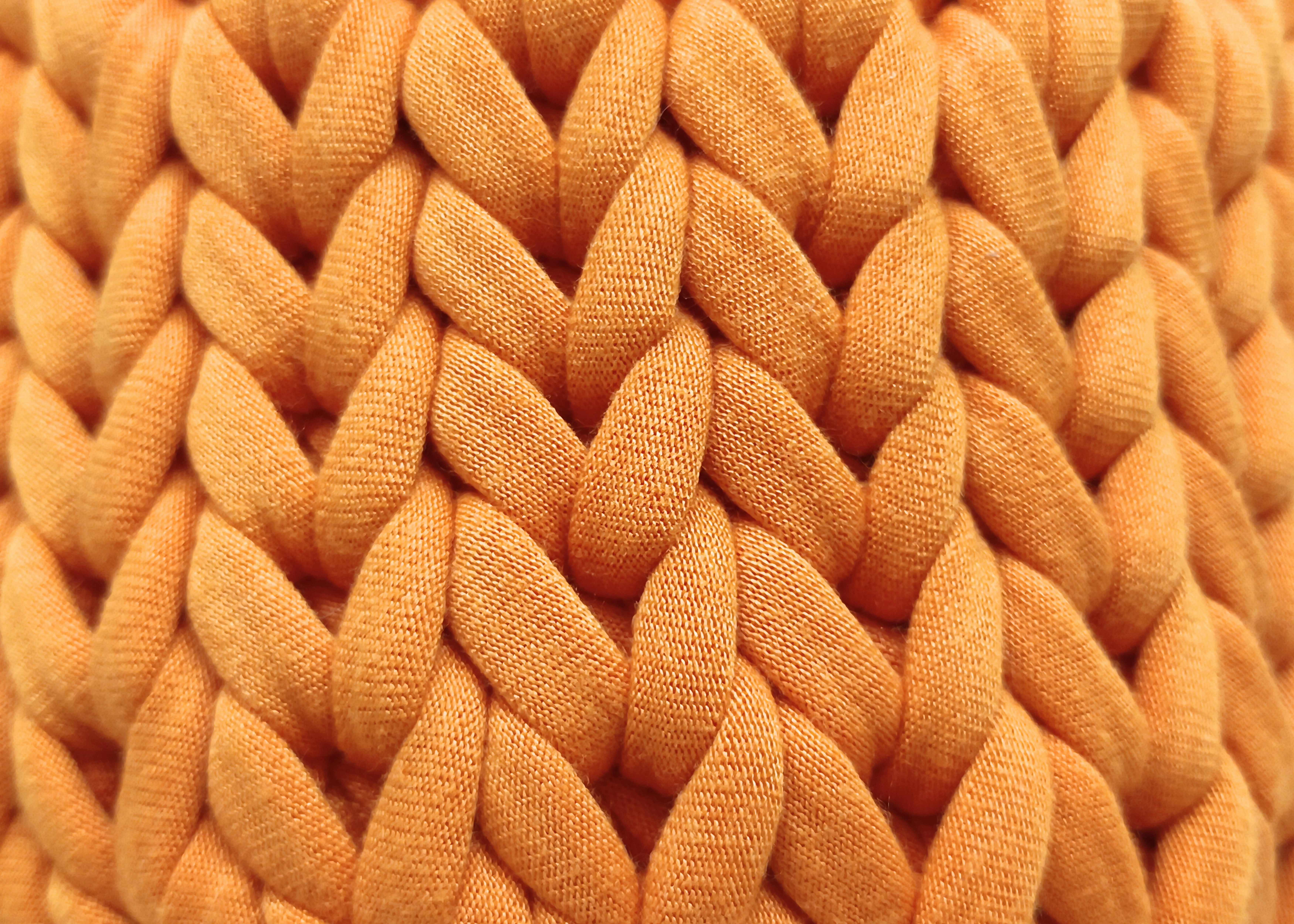crochet with orange mesh yarn