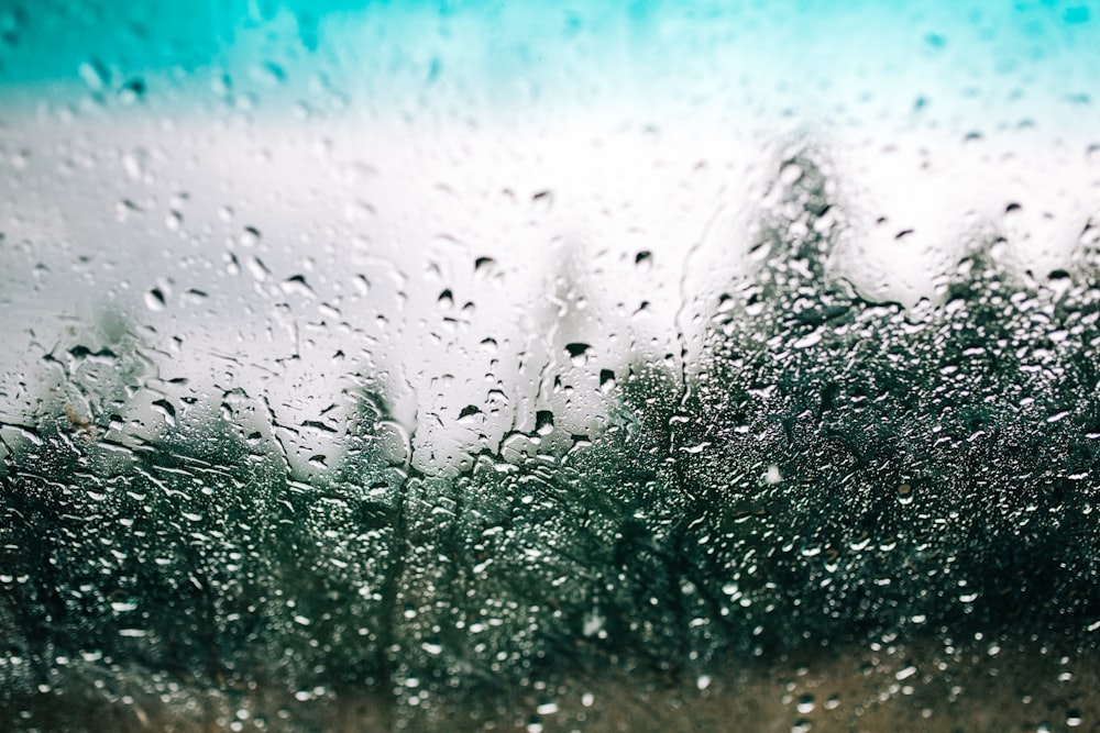 a window with rain drops on it