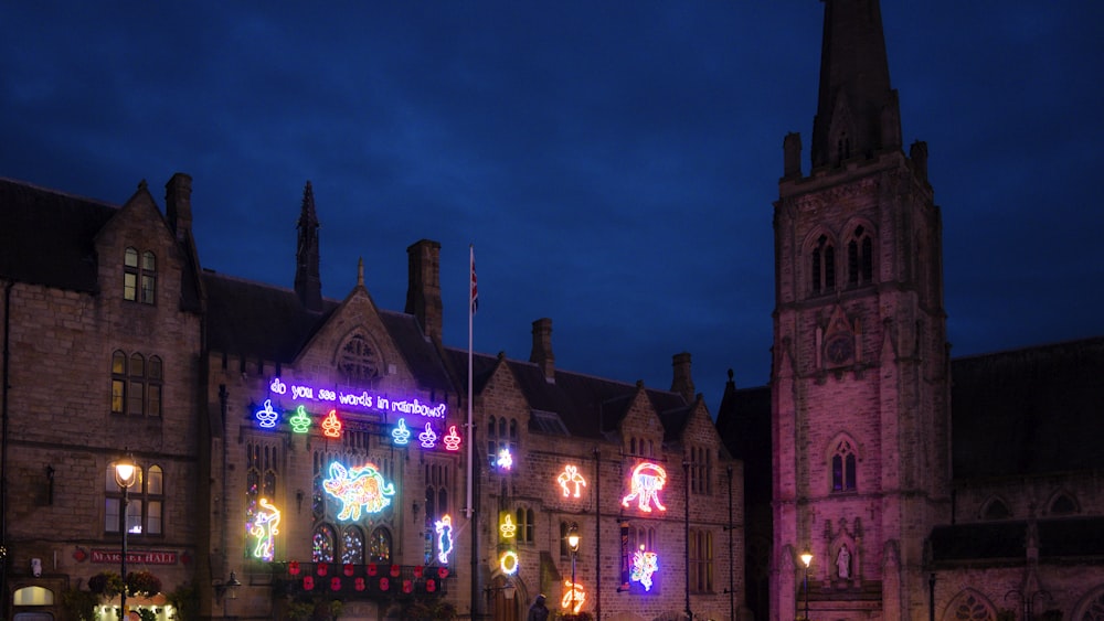 a large building with a lot of lights on it