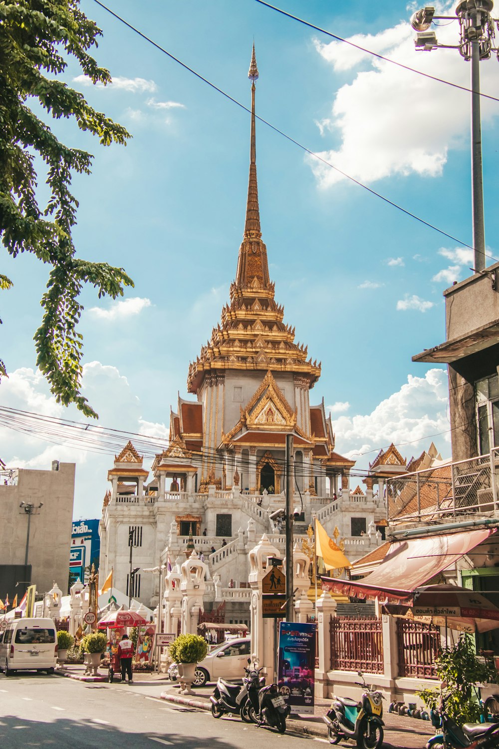 a large building with a tall spire on top of it