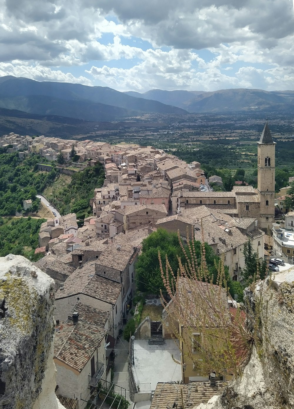 a view of a village from a high point of view