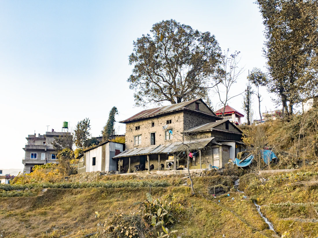 A house on a green Nepali hillside