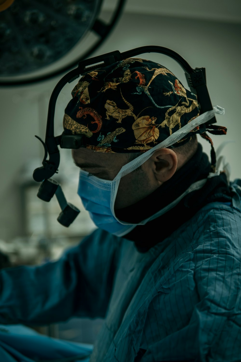 a man wearing a surgical mask and breathing apparatus