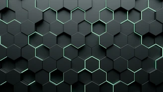 Abstract geometric hexagonal pattern in dark matte tones with subtle technological circuit lines.