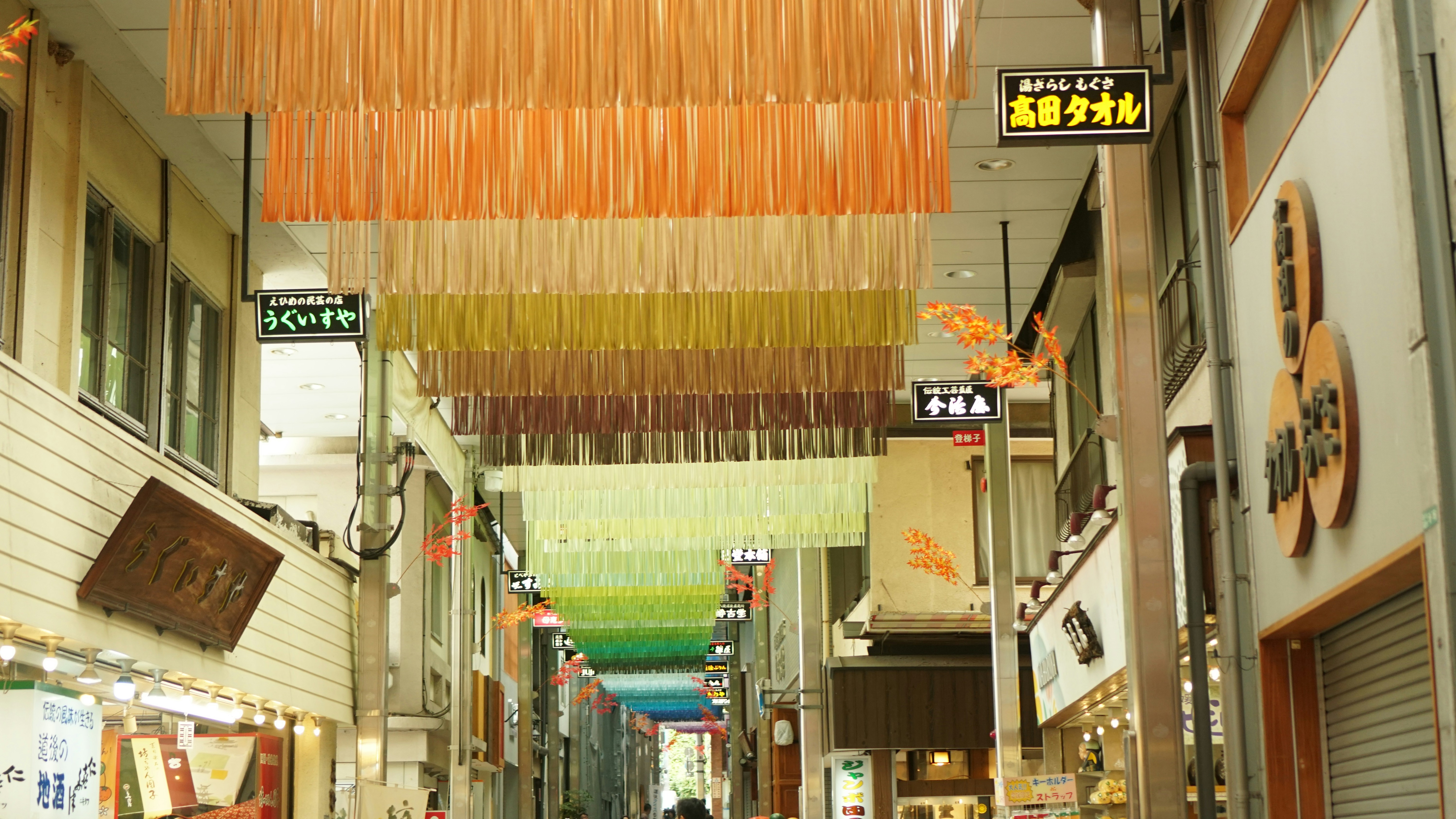 Rows of fabric bolts inside Okadaya Shinjuku