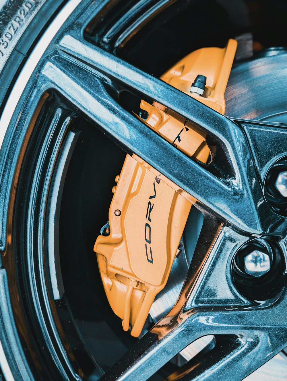 a close up of a brake on a car