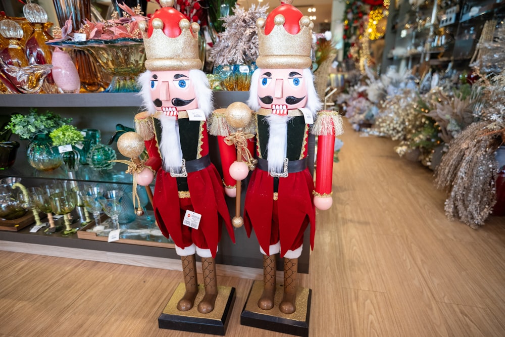 a couple of nutcrackers standing next to each other
