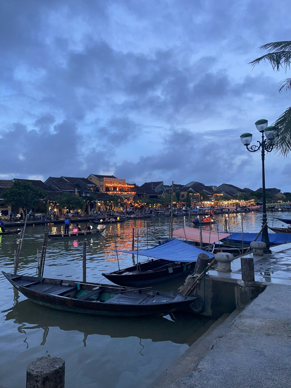 a couple of boats that are sitting in the water