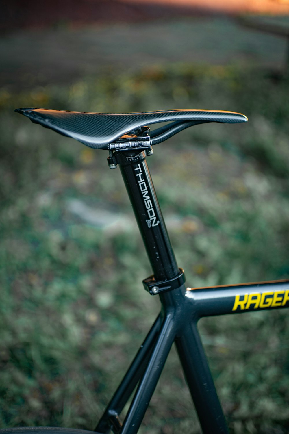 a close up of a bike with a blurry background