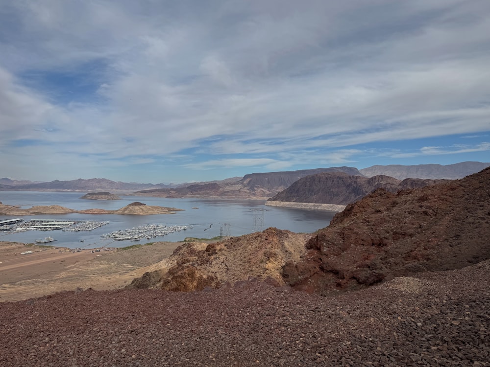 a large body of water surrounded by mountains