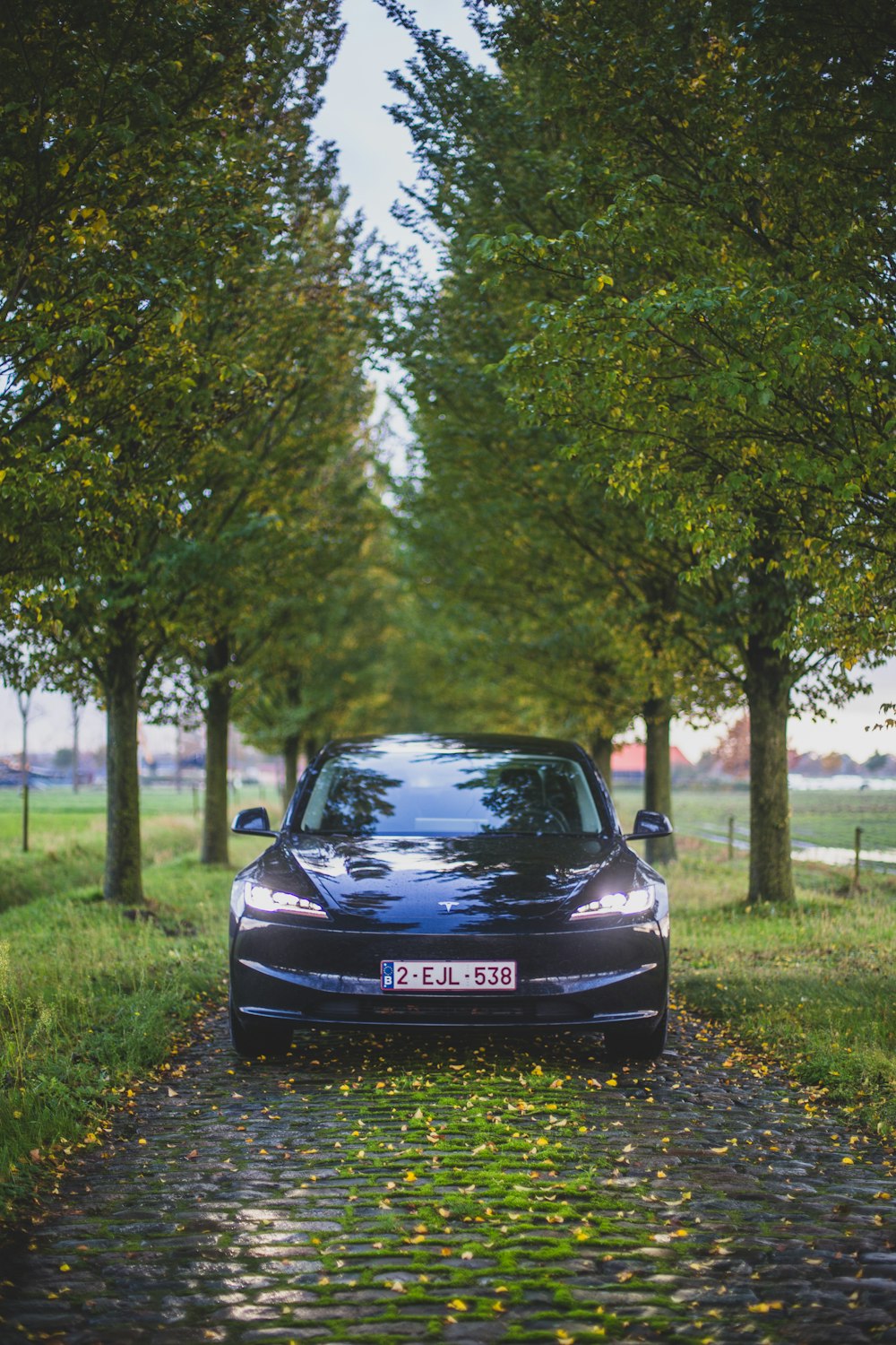 a car parked on the side of a road