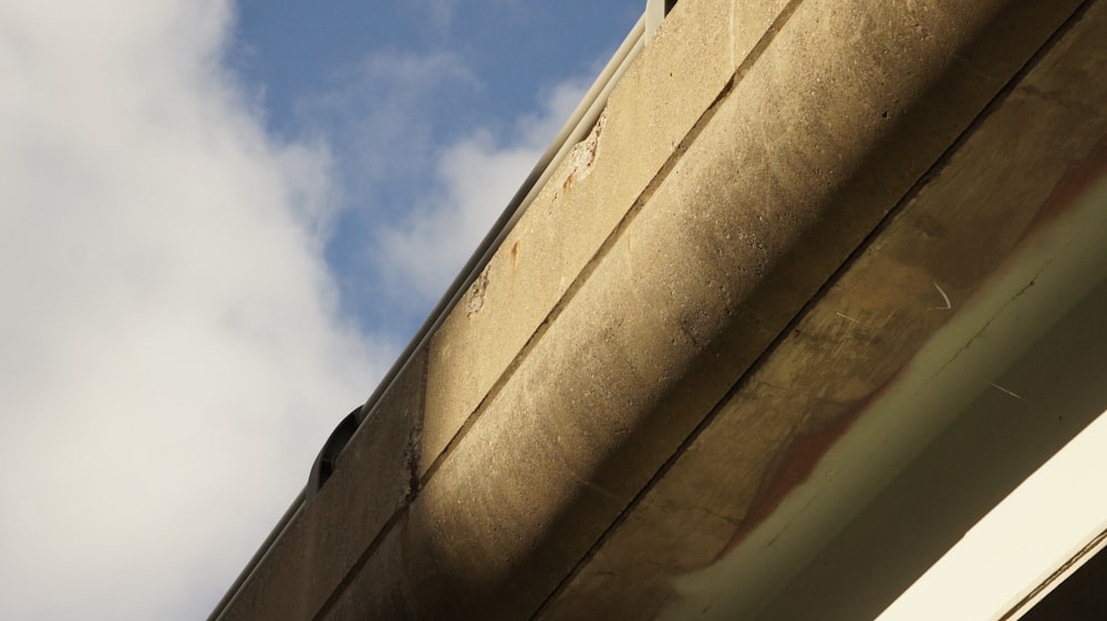 a bird is perched on the side of a building