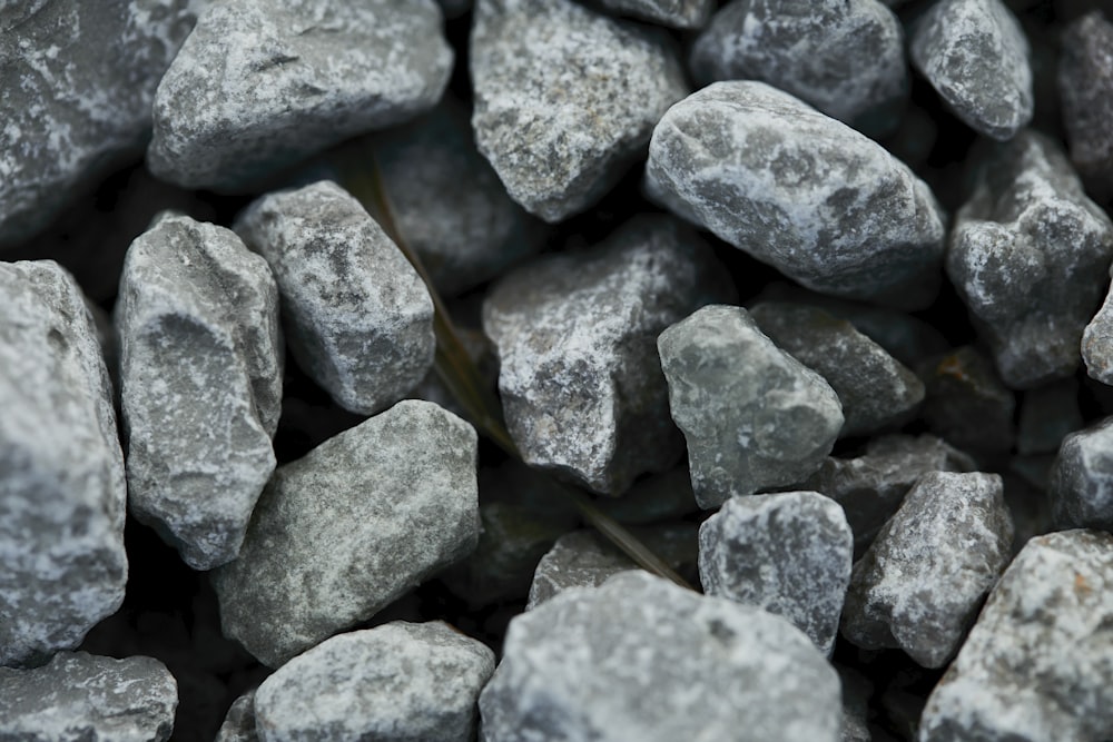 a pile of gray rocks sitting next to each other