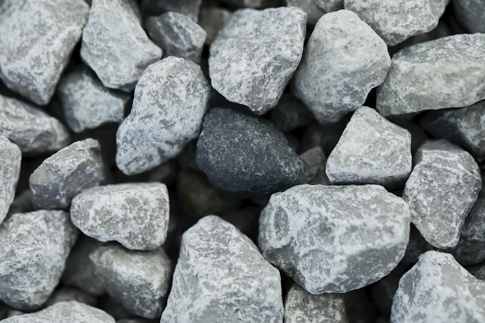 a pile of gray rocks sitting next to each other