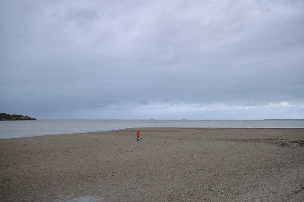 a person standing on top of a sandy beach