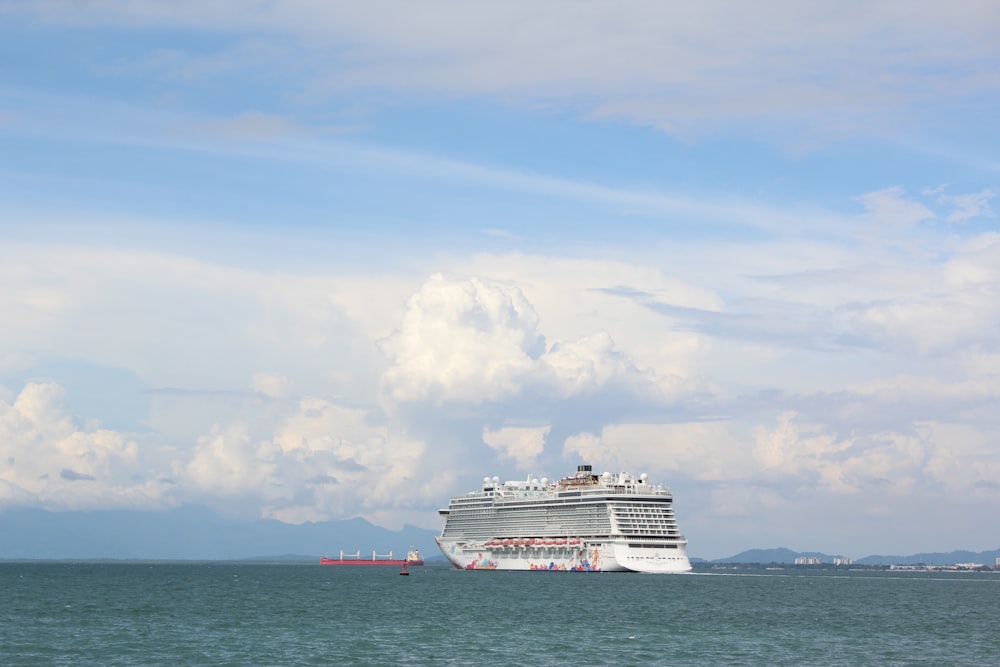 a large cruise ship in the middle of the ocean