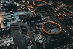 a close up of a computer motherboard